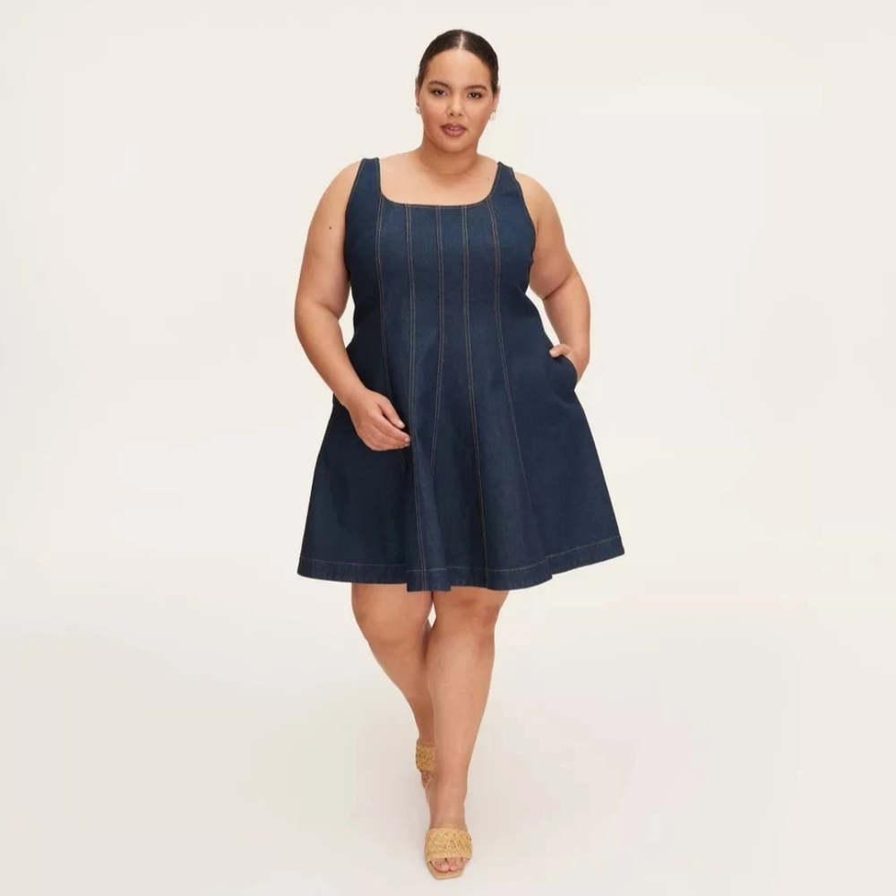 NWT Kate Spade Blue Denim Pleated A-Line Mini Dress Size 24
